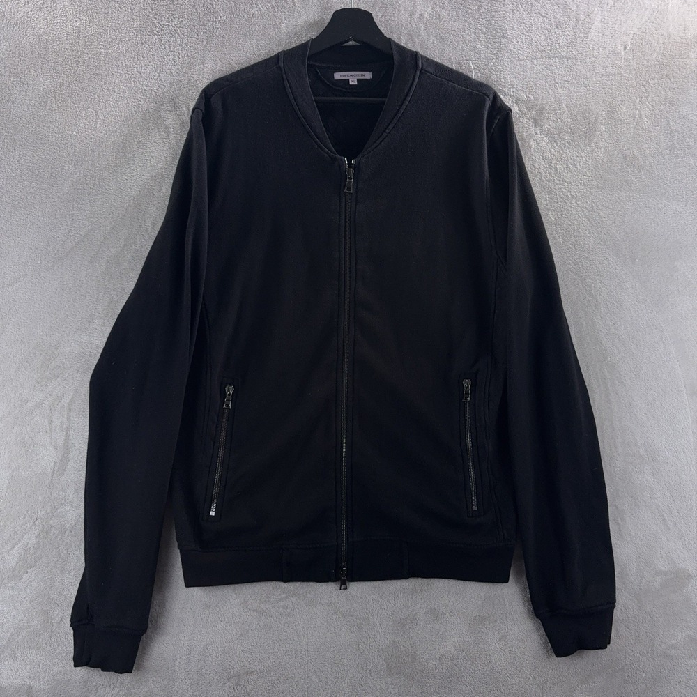 Cotton Citizen‎ The Bomber Full Zip Sweater Mens Size XL Black Casual Lounge